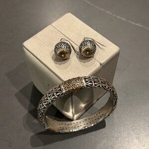 Brighton Silver & Gold Bangle Bracelet & Earrings
